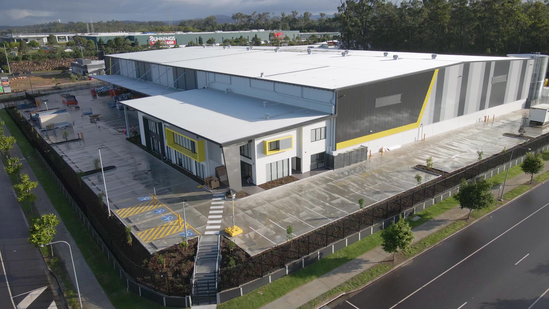 Aerial view of the completed McKay Street commercial office and warehouse facility at Brendale