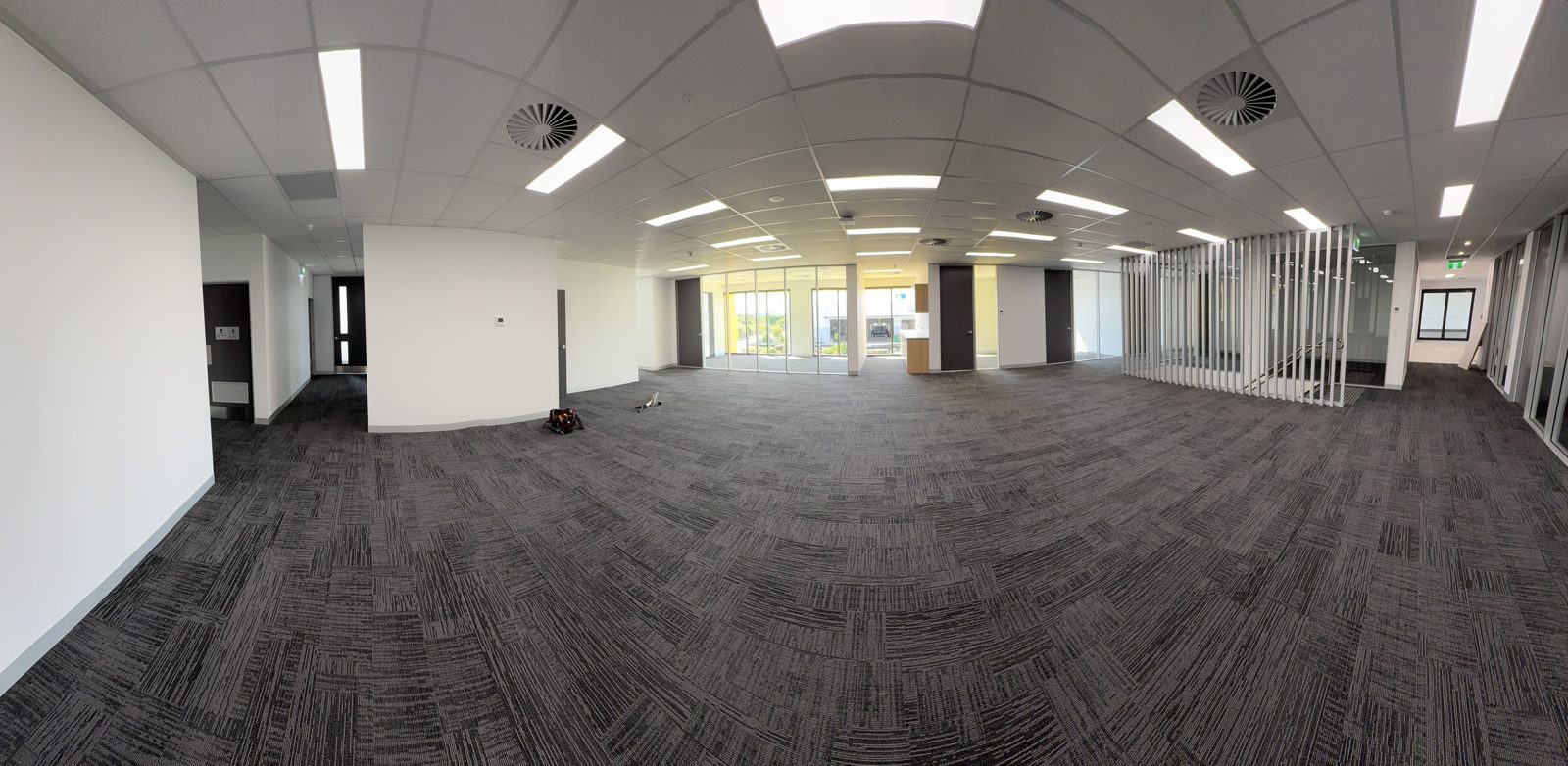 Finished open-plan office floor inside the McKay Street Brendale fit-out